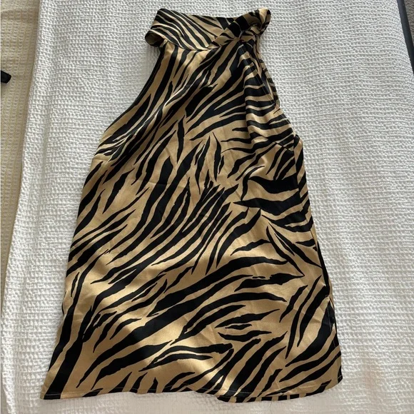 NEVER FULLY DRESSED | Zebra High Neck Tank with Tie | Small - Picture 3 of 4